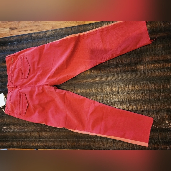MOTHER Ankle Cropped Pants in Coral and Pink - Picture 3 of 6
